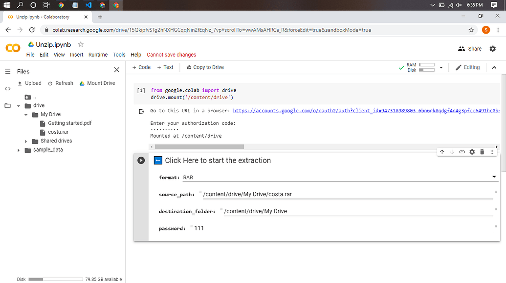 Unzip Zipped Google drive files using colab Tools & Scripts OneHack