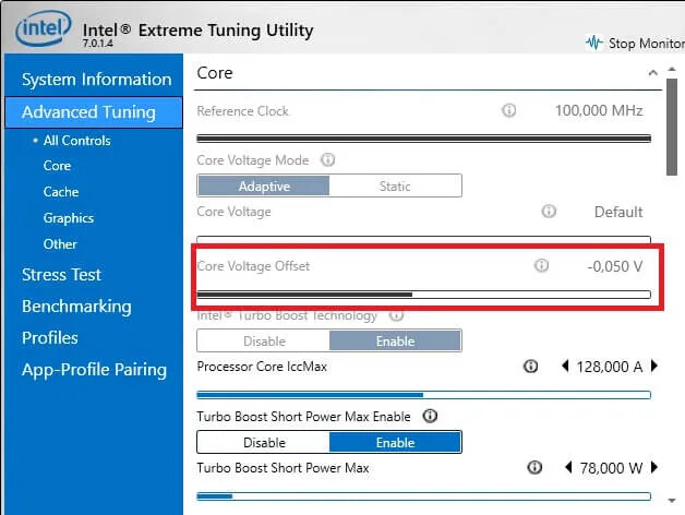 settings grayed out on intel extreme tuning utility