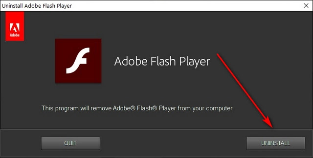 adobe now uninstall flash player