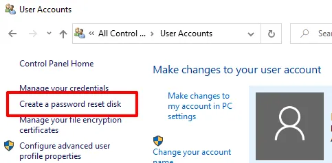How To Create A Password Reset Disk In Windows 10 3
